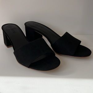 J Crew Sueded Block Heel Mule Slide Sandals Black Women’s Size 7.5